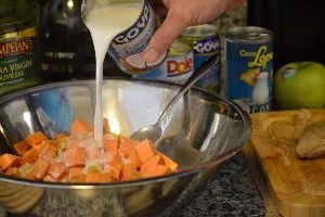 adding the chopped ginger and the coconut milk_small