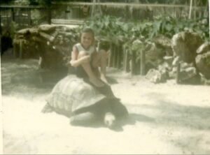 Julie riding a turtle 1967