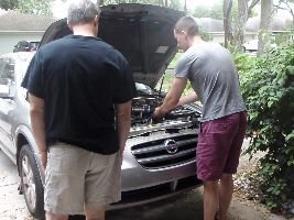 Gordon and Brodie in our driveway_small