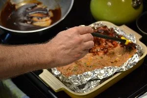 brushing the balsamic glaze onto the mummy_small